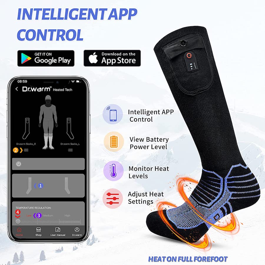 Електрични чорапи се загреваат - контролирајте преку апликација за мобилни паметни телефони