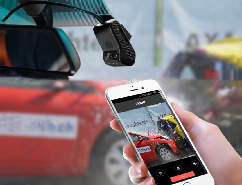 камера во автомобил со апликација за хотспот за GPS