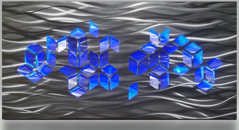 МЕТАЛ апстрактни ѕидни слики 3D форма - свети led