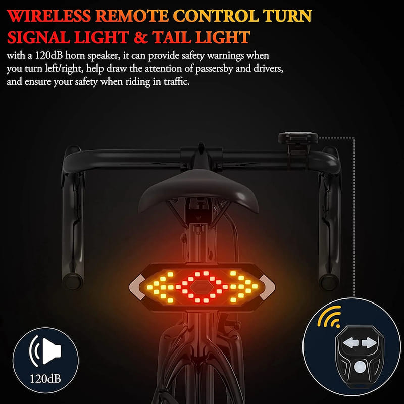 задно светло за велосипед со трепкачи за безжично задно светло на велосипед со контролер