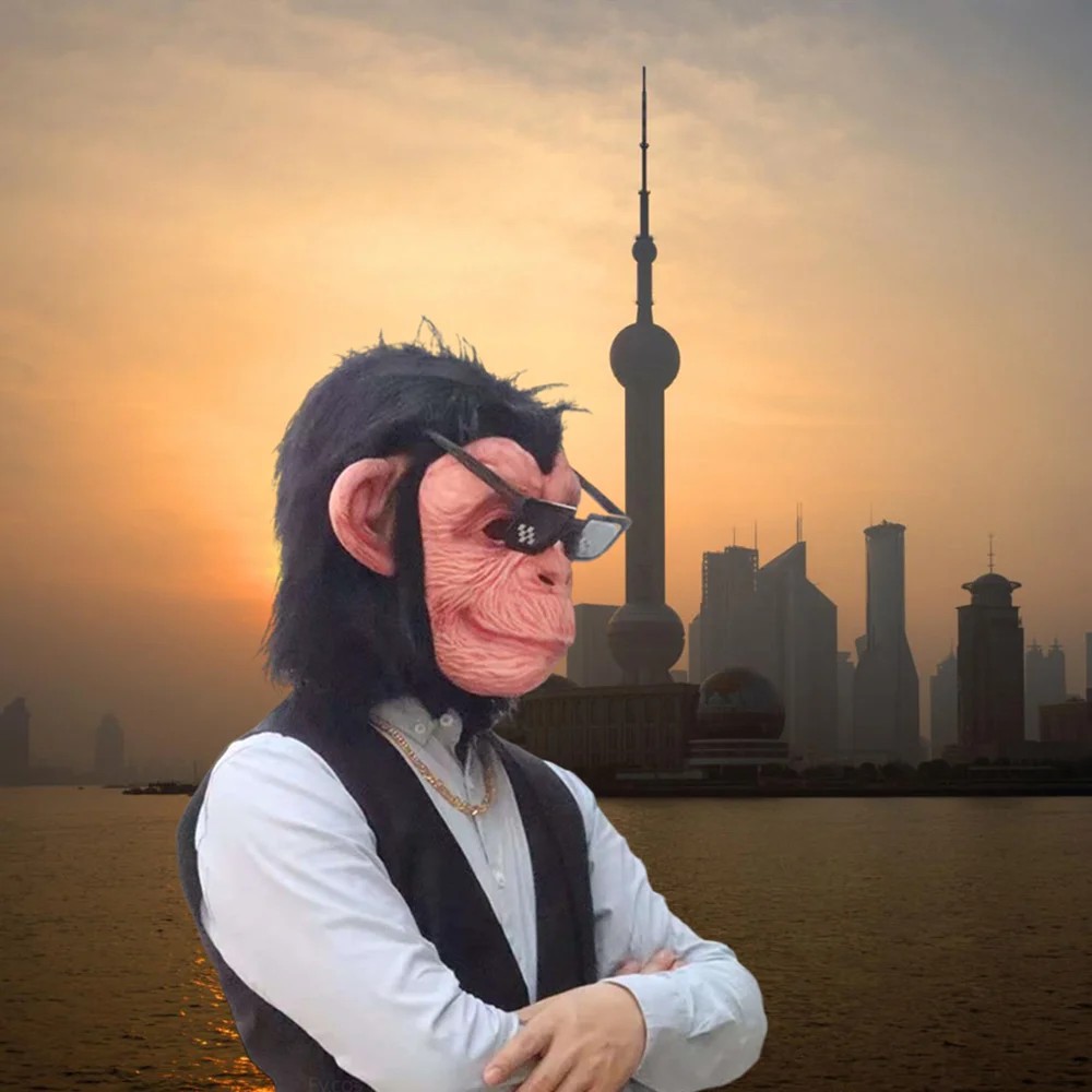 Маска за лице од мајмун од шимпанзо, силиконски латекс