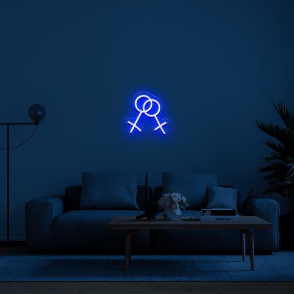 3D неонско светло LED знак - жена и жена