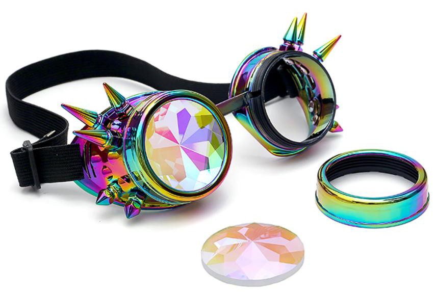 steampunk холографски led блескави очила