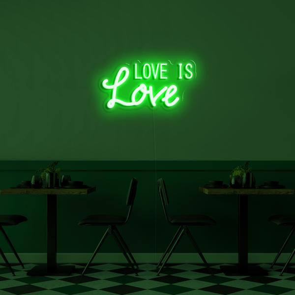 3D неонски LED лого на ѕид - Love is Love со димензии 50 cm