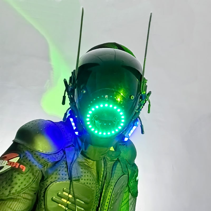 Светлосен шлем за глава со LED Cyberpunk маска