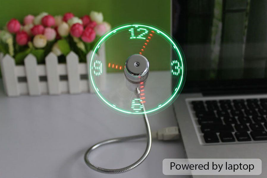 USB вентилатор со LED часовник