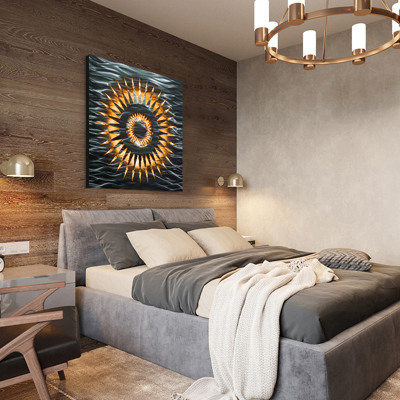 3Д сликарство во дневната соба, метал со позадинско LED осветлување