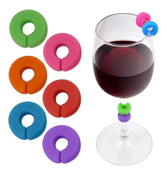прстени за чаши за вино, обоени етикети