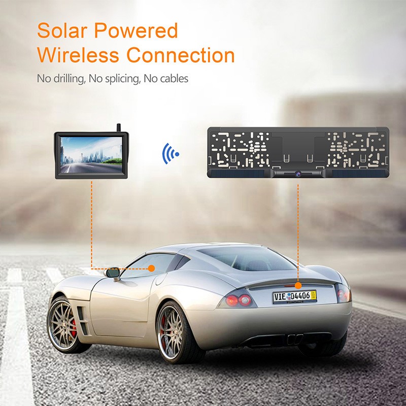 соларна камера за автомобил и HD монитор во регистарска табличка