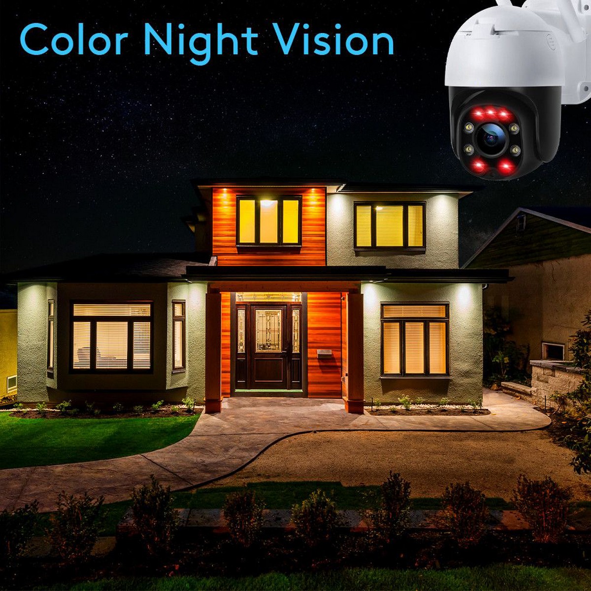 IP безбедносна камера за ноќно гледање - инфрацрвени ледови во боја
