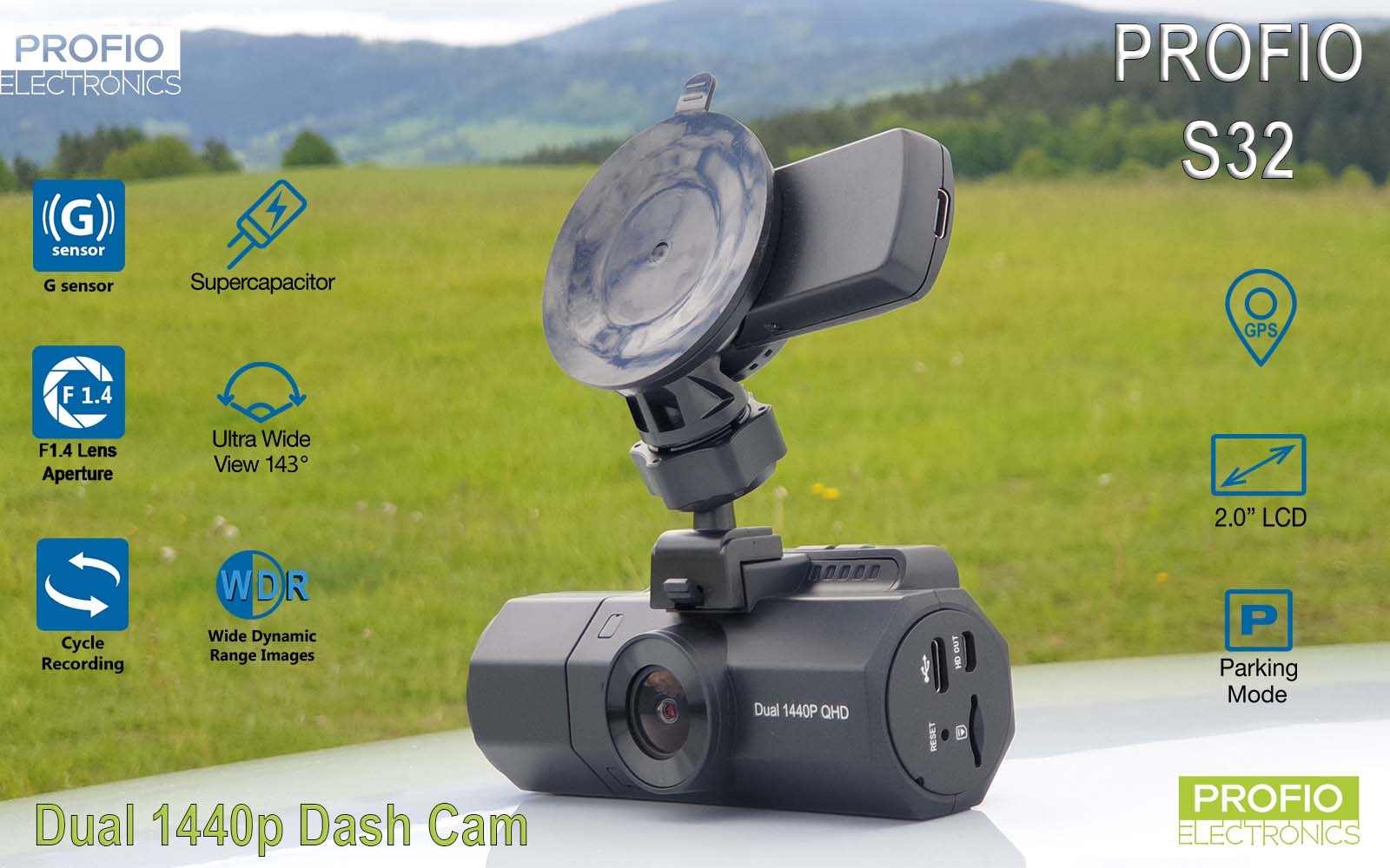 Двоканална камера за автомобил Profio S32