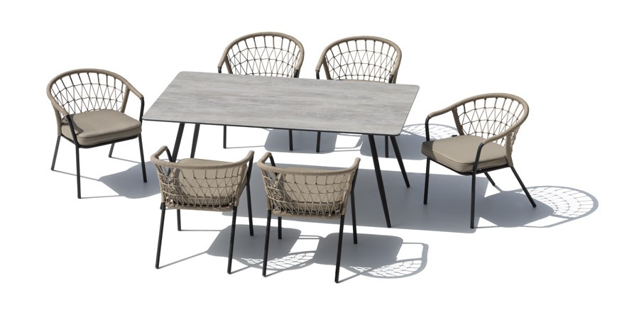 Луксузен комплет за седење во градина - трпезариска маса со столици