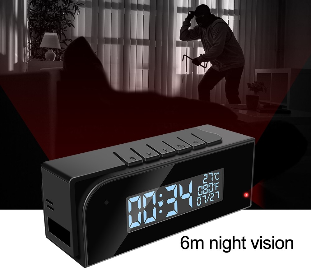 шпионска камера со будилник за ноќно гледање