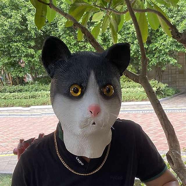 маска за лице - силиконска латекстна маска за глава на црна мачка