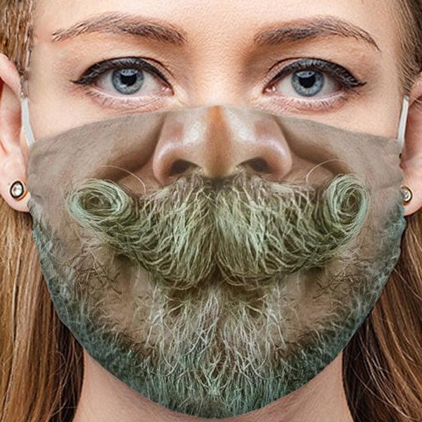 Мустаќи и брада со принт со 3Д маска