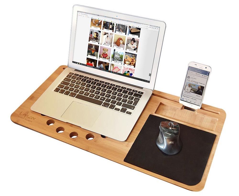 Подлога за лаптоп во кревет од дрво + држач за мобилен телефон