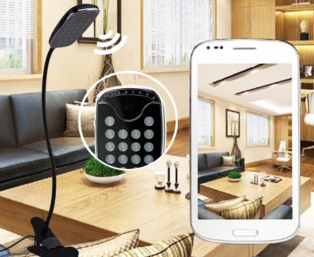LED столна ламба со скриена камера, WiFi