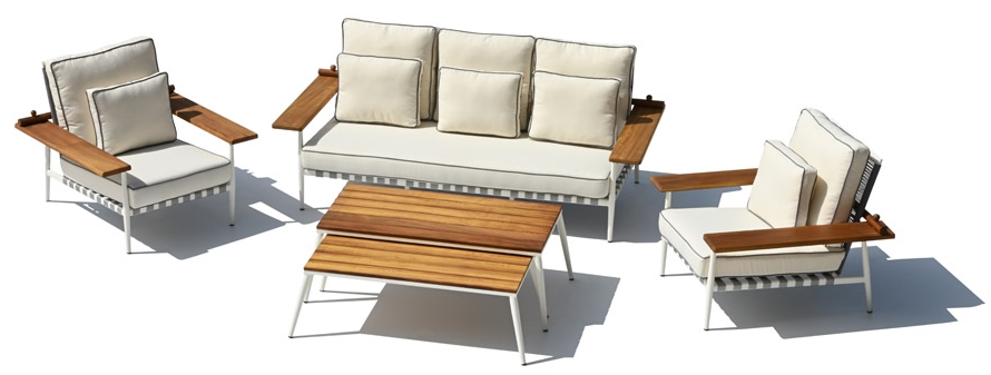 Ексклузивен дизајн на седишта во градината со дрвен алуминиум со голема маса