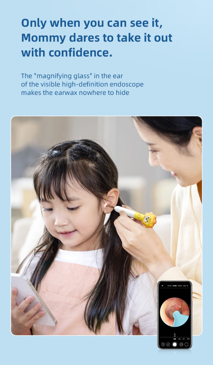 Средство за чистење на ушната маст со WiFi за детска камера за во уво