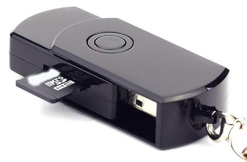USB скриен шпионски клуч камера со поддршка за SD/TF картичка до 32 GB