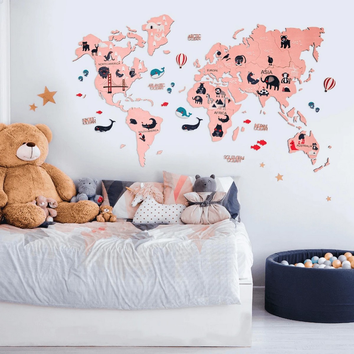 мапа на светот за деца - розова