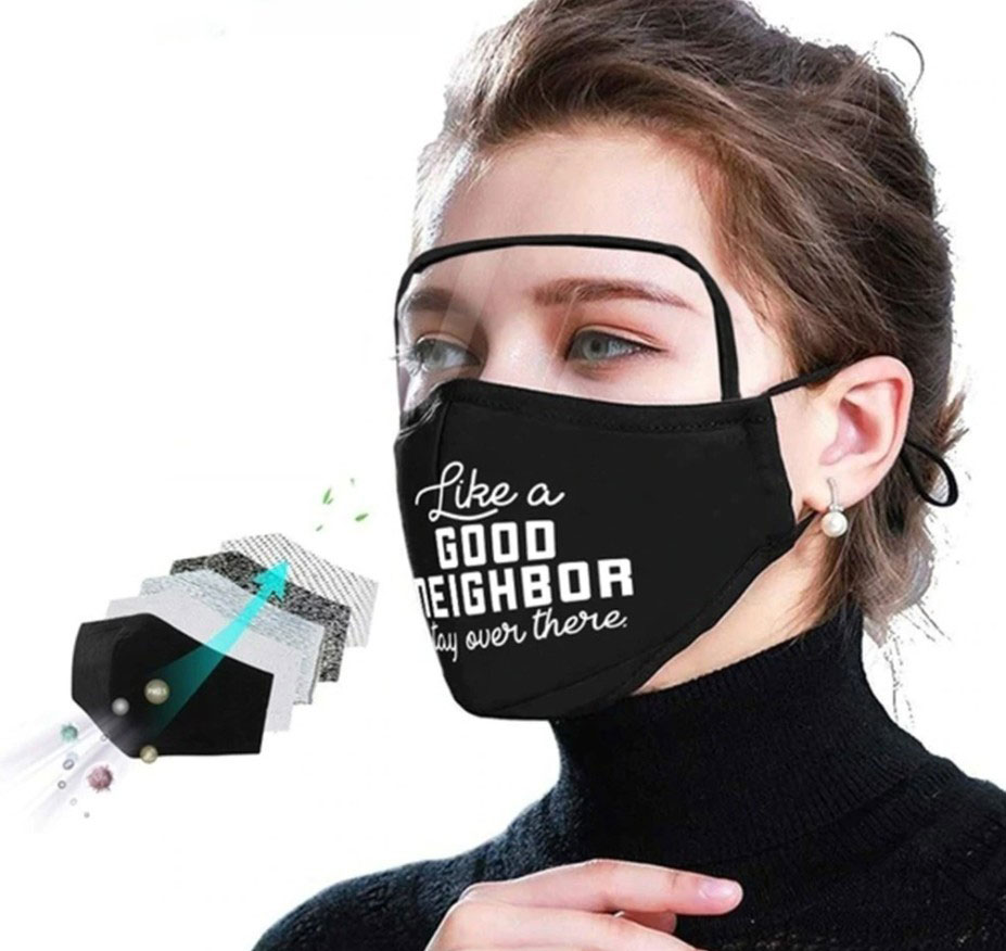 црна заштитна маска со штит