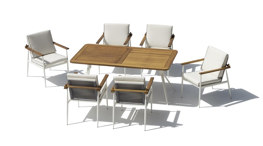 Комплет за трпезариска маса и стол - Дрвен луксузен градинарски мебел