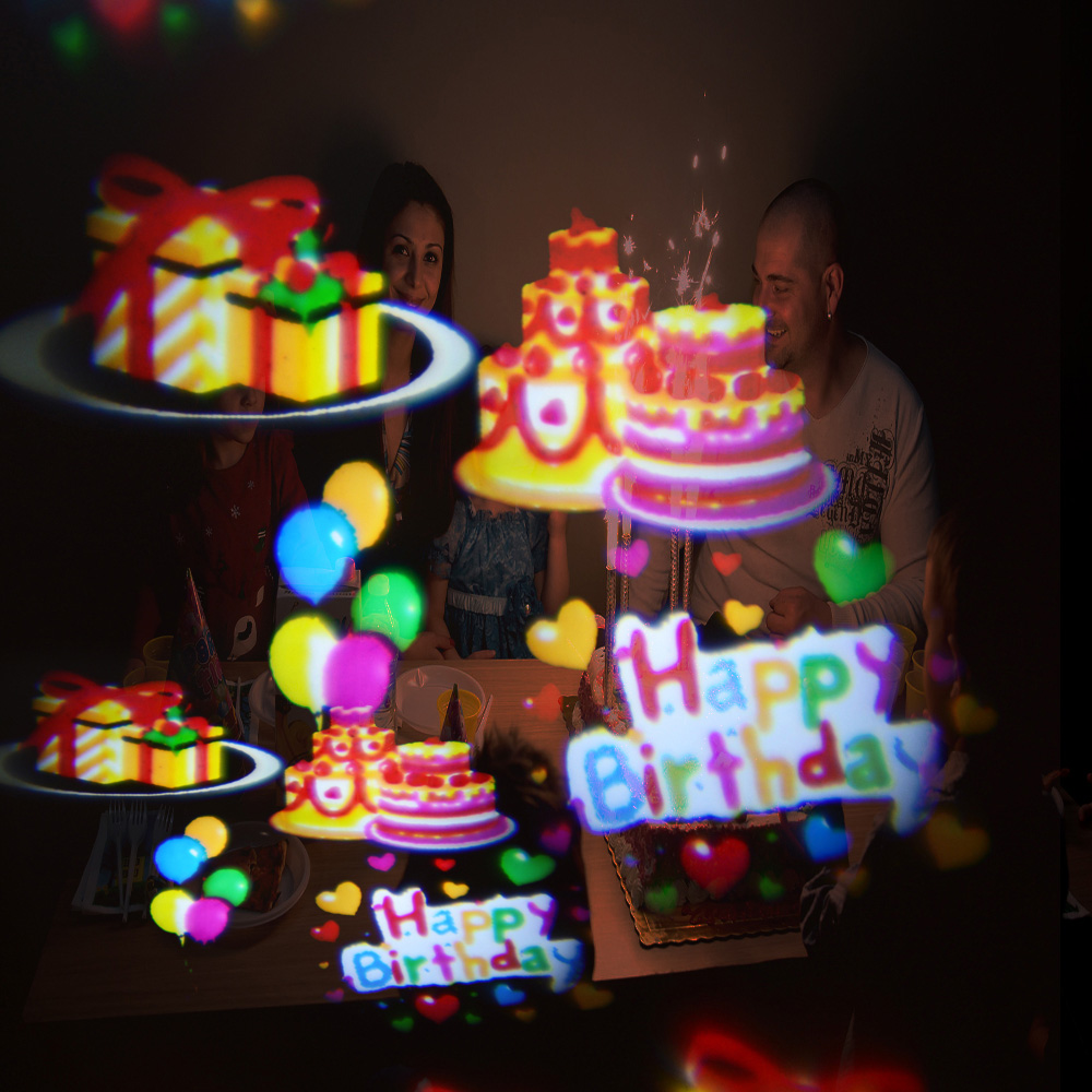 забавен лед проектор за забава за прослава на проекција на балони за среќен роденден