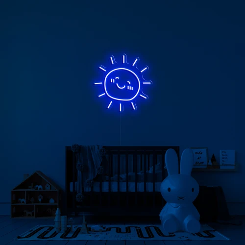 LED осветлено неонско лого на ѕидот - сончево