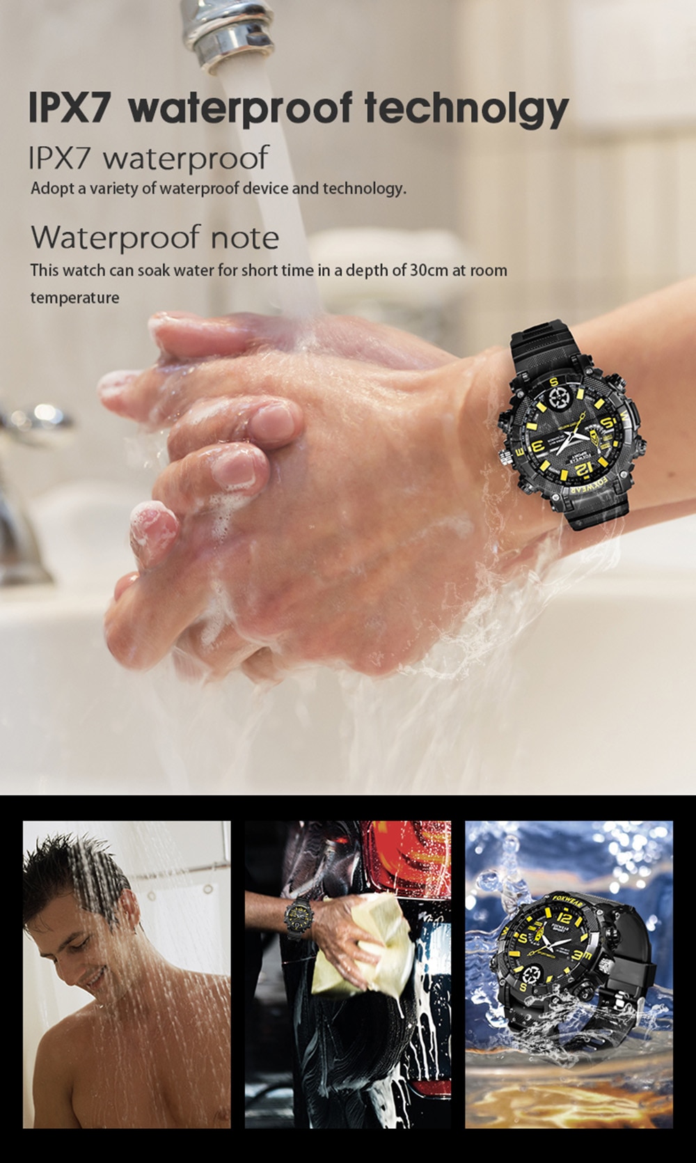 часовник со водоотпорна IPX7 камера