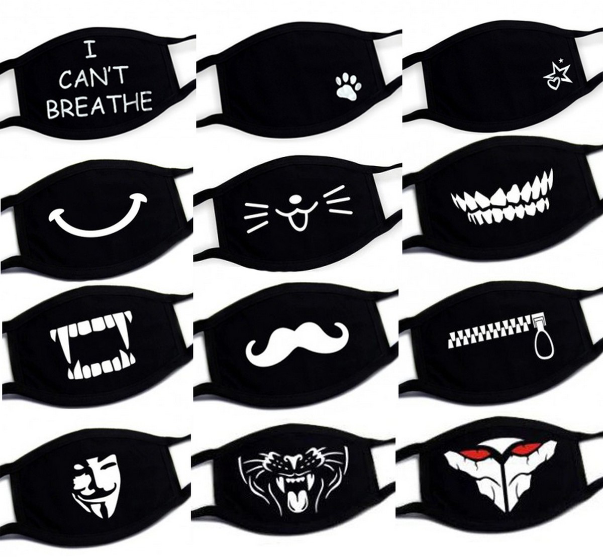 Црни памучни маски со дезени