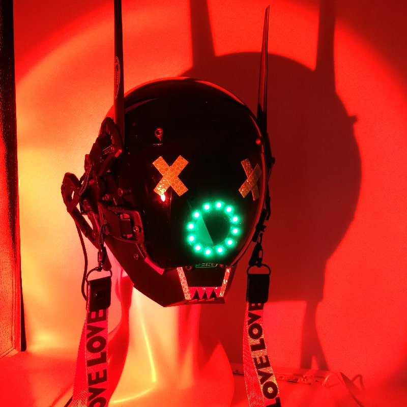 Светлосен шлем за маска Cyberpunk LED
